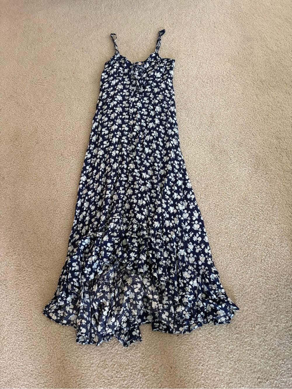 Alya Navy Floral Sundress with Light Blue Blossoms